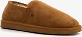 Hush Puppies suede heren pantoffels met lamsvacht - Cognac - Maat 45 - Sloffen - Echt leer