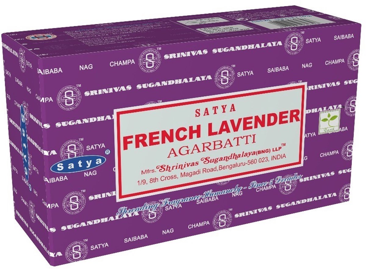 Satya french lavender wierook - franse lavendel - doos 12 pakjes van 15 gram lichtbruin