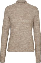 Vero Moda T-shirt Vmchill Ls Highneck Blouse Bf 10254118 Fossil/w. Melange Dames Maat - L