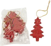 Kersthangers - Kerst, kerstboom - Hout - Rood - 9x5x1cm - Indonesie - Sarana - Fairtrade