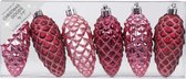 6x stuks kunststof kersthangers dennenappels roze 9 cm kerstornamenten - Kunststof ornamenten kerstversiering