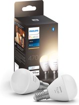 Philips Hue Kogellamp Lichtbron E14 Duopack - White - 5,7W - Bluetooth - 2 Stuks