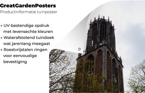 Affiche de jardin Arbre - Tour Dom - Utrecht - 30x60 cm - Toile jardin - Affiche extérieure