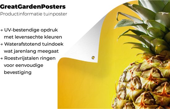 Affiche clôture Ananas - Fruit - Jaune - 200x100 cm - Toile de jardin