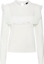 Vero Moda T-shirt Vmglory Ls O-neck Frill Blouse Ga 10254772 Birch Dames Maat - XS