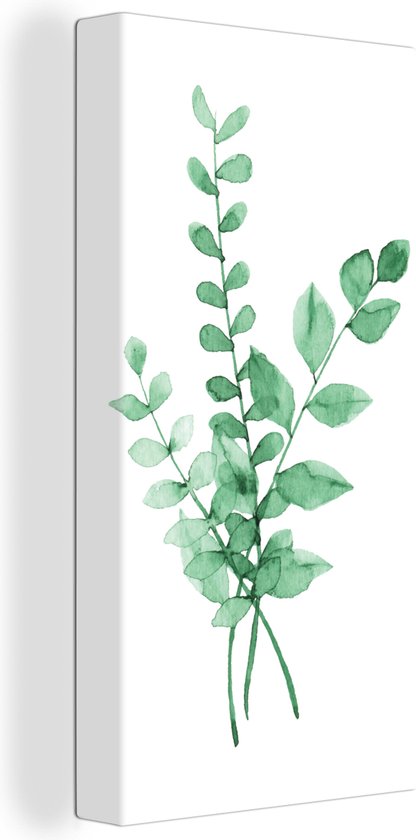 Peinture sur toile Aquarelle - Feuilles - Plantes - 20x40 cm - Décoration murale