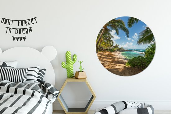 WallCircle - Tableau - Vue La Mer Entre Les Palmiers Maui Et - Multicolore - 90 X 90 Cm