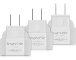 kwmobile 3x reisstekker type A - Ideaal voor reizen in Amerika, Canada, Japan en Saoedi Arabië - Voor stekkers met type C (Eurostekker) en F (Schuko)