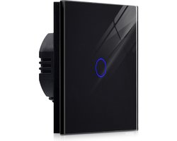 Navaris touch lichtschakelaar voor wand - Lichtknop met haptic touch - Inbouwschakelaar met glazen frame - Wandschakelaar - Zwart