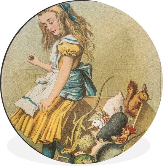 Wandcirkel - Muurcirkel - Vintage illustratie Alice bij het verhoor van de hartenboer - Aluminium - ⌀ - Binnen en Buiten