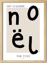 Kerstposter ART GALERIE NOEL - Zwart A4 + fotolijst blank hout 21x29,7cm