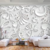 Zelfklevend fotobehang - Witte Bloemen, 3D look, Premium print