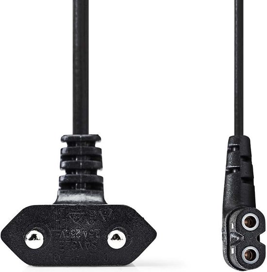 Intos Netzkabel 5m Schwarz – IEC 320 C7 Stecker, VDE-geprüft, 2-polig