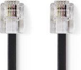Nedis Telecomkabel | RJ11 Male | RJ11 Male | 5.00 m | Design kabel: Plat | Kabeltype: RJ11 | Transparant / Zwart