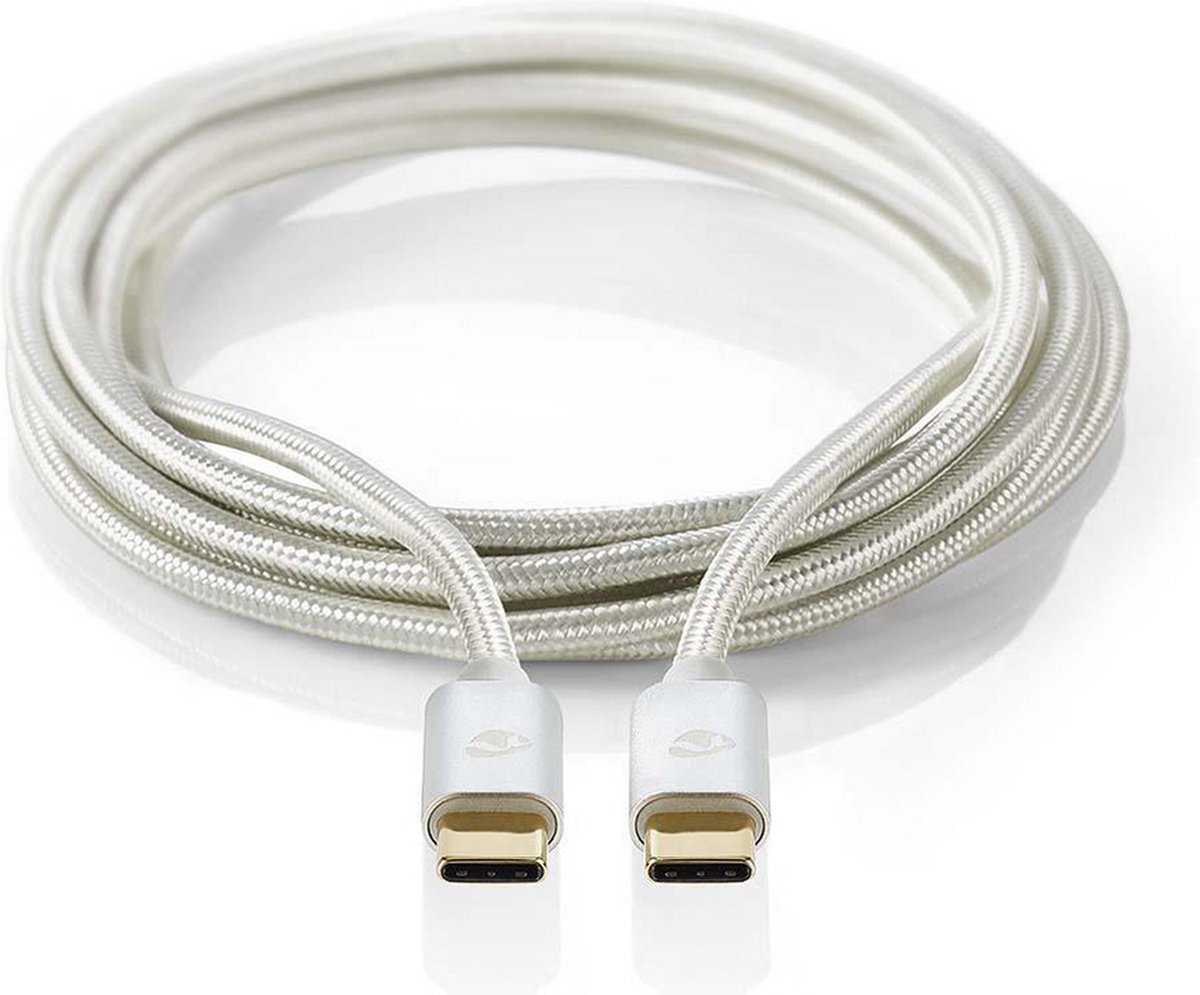 USB 2.0 Kabel voor Synchroniseren, Opladen en AV-Ondersteuning | Verguld 2,0m | USB C Male naar USB C Male | Voor Aansluiten van Smartphones en Mobiele Apparaten