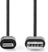 Nedis Lightning Kabel - USB 2.0 - Apple Lightning 8-Pins - USB-A Male - 480 Mbps - Vernikkeld - 2.00 m - Rond - PVC - Zwart - Doos