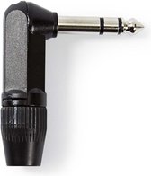 Nedis 6,35 mm Audioconnector | Gehoekt | Male | Vernikkeld | Soldeer | Diameter kabelinvoer: 8.0 mm | Aluminium | Zwart | 1 Stuks | Polybag