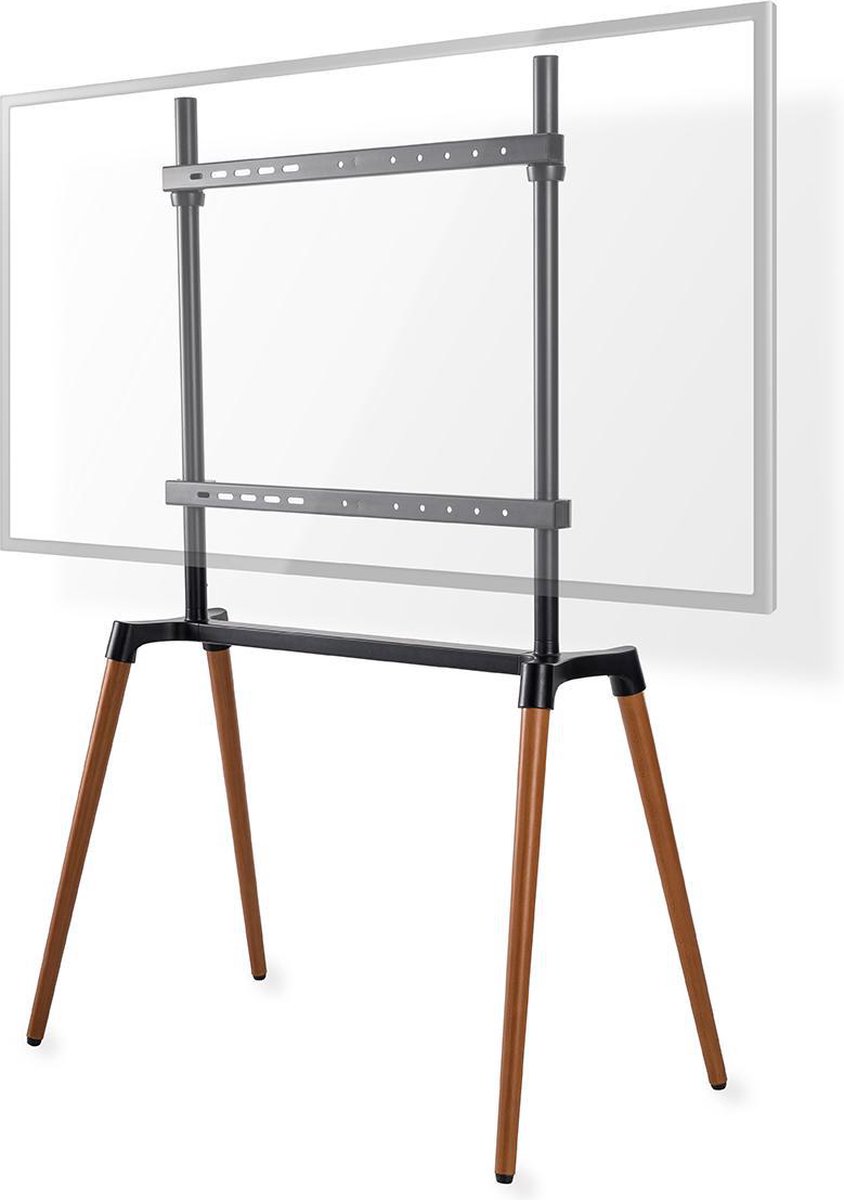 Nedis TV Vloerstandaard | 60 - 75 " | Maximaal schermgewicht: 40 kg | Scandinavian Design | Anti-omval-riem | Snap-lock | Aluminium / Staal | Zwart