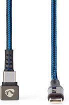 Nedis GCTB60700BK20 Usb 2.0-kabel Type-c™ Male Naar Type-c™ Male 180°-aansluiting Voor Gaming 2,0 M Rond Gevlochten Zwart-blauw