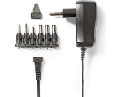 Adaptateur secteur universel AC / DC Nedis - 3 / 4,5 / 5/6 / 7,5 / 9/12 V - 0,6 A - 7,2 W - 6 fiches interchangeables
