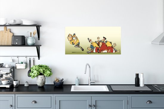 Poster Een illustratie van een actie bij rugby - 80x40 cm