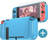 Protective Case met Screenprotector - Geschikt voor Nintendo Switch - Carbon Blauw