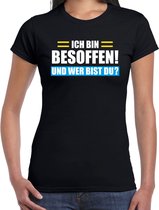 Apres ski t-shirt Ich bin besoffen zwart  dames - Wintersport shirt - Foute apres ski outfit/ kleding/ verkleedkleding L