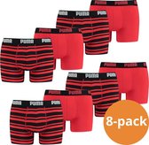 Puma Boxershorts Heren Stripe Red - 8-pack Rode Puma Boxershorts - Maat S