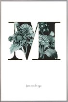 JUNIQE - Poster met kunststof lijst Flower Alphabet - M -20x30 /Groen