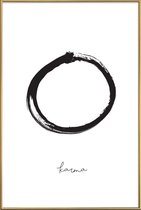 JUNIQE - Poster met kunststof lijst Karma cirkel -30x45 /Wit & Zwart