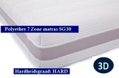 1-Persoons Matras - POCKET POLYETER SG30 7 ZONE 25 CM - 3D - Stevig ligcomfort - 80x210/25