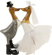 Beelden - Eenden bruidspaar - Hout - Wit - 34x31x11 cm - Indonesie - Sarana - Fairtrade