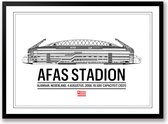 Afas stadion AZ Alkmaar poster | wanddecoratie voetbal | zwart wit poster | Liggend 30 x 21 cm