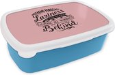 Broodtrommel Blauw - Lunchbox - Brooddoos - Zomer - Quote - Roze - 18x12x6 cm - Kinderen - Jongen