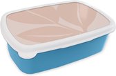 Broodtrommel Blauw - Lunchbox - Brooddoos - Zomer - Bladeren - Pastel - 18x12x6 cm - Kinderen - Jongen