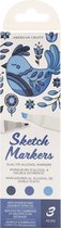 American Crafts Sketch Markers - Dubbele Punt - Pacific - 3 stuks