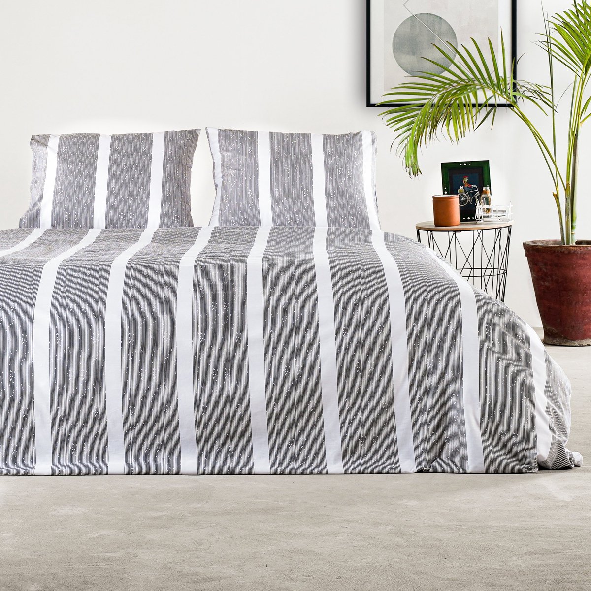 Charm & Co Vertical - Dekbedovertrek - Lits-jumeaux - 240 x 200/220 - Grijs