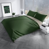 Charm & Co Dubbelzijdig Groen Taupe - Dekbedovertrek - Eenpersoons - 140 x 200/220