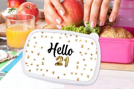 Lunch box Rose - Lunch box - Boîte à pain - Anniversaire - Décoration - 21 ans - 18x12x6 cm - Enfants - Fille