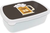 Broodtrommel Wit - Lunchbox - Brooddoos - Feest - 25 Jaar verjaardag - Bier - 18x12x6 cm - Volwassenen