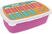 Broodtrommel Roze - Lunchbox - Brooddoos - Kinderkamer - Delen - Rekenen - Meiden - Jongetjes - Kinderen - Kind - 18x12x6 cm - Kinderen - Meisje