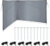 Relaxdays windscherm camping - zichtdoek strand - polyester - met stangen - 1,5 x 4 meter
