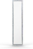Chique Passpiegel Wit & Zilver 40x170 cm – Madou – Uniek Staande Passpiegel – Gerecycled Pas Spiegel Groot – spiegel met zilveren lijst – Perfecthomeshop