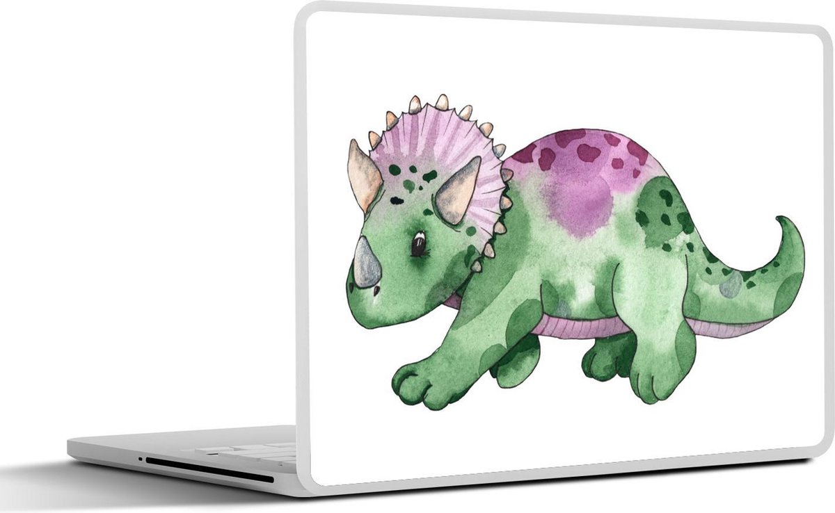 Laptop sticker - 10.1 inch - Dinosaurus - Kinderkamer - Groen - Jongens - Meisjes - Kinderen - 25x18cm - Laptopstickers - Laptop skin - Cover