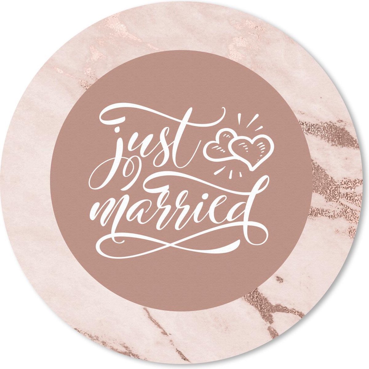 Muismat rond 20x20 cm - Mousepad Spreuken - Just married - Trouwen - Quotes - Ronde muismatten