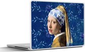 Laptop sticker - 11.6 inch - Meisje met de parel - Delfts blauw - Vermeer - Bloemen - Schilderij - Oude meesters - 30x21cm - Laptopstickers - Laptop skin - Cover