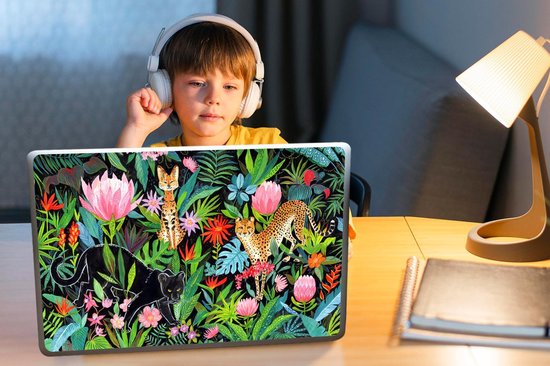 Sticker ordinateur portable - 15,6 pouces - Jungle - Plantes - Animaux