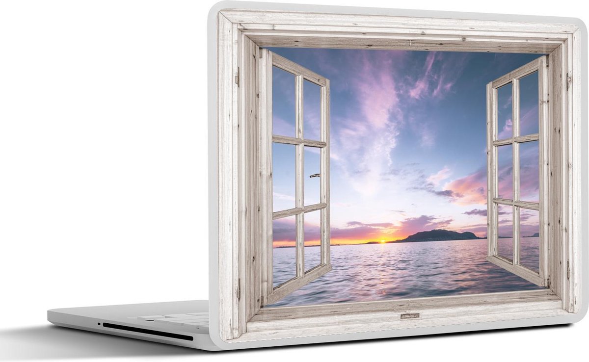 Laptop sticker - 14 inch - Doorkijk - Eiland - Zee - 32x5x23x5cm - Laptopstickers - Laptop skin - Cover