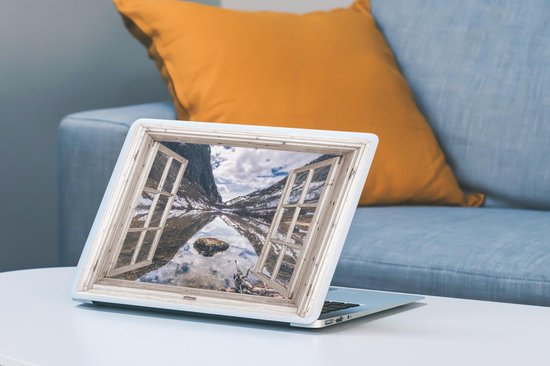 Autocollant pour ordinateur portable - 14 pouces - Vue à travers - Montagnes - Pierre - 32x5x23x5cm - Autocollants pour ordinateur portable - Peau d'ordinateur portable - Couverture