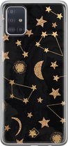 Samsung A51 hoesje siliconen - Counting the stars | Samsung Galaxy A51 case | zwart | TPU backcover transparant